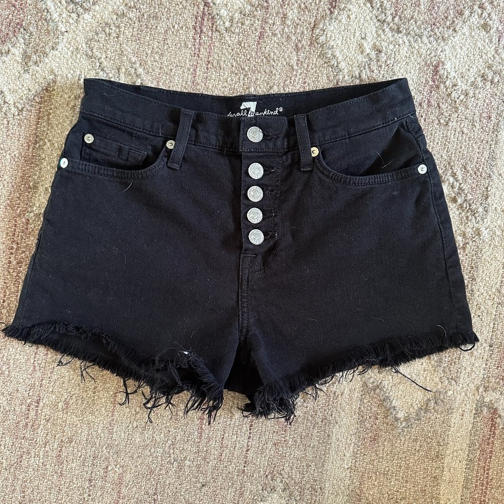 Size 26 - 7 For All Mankind - Black Cut-Off Denim Jean Shorts - High Rise